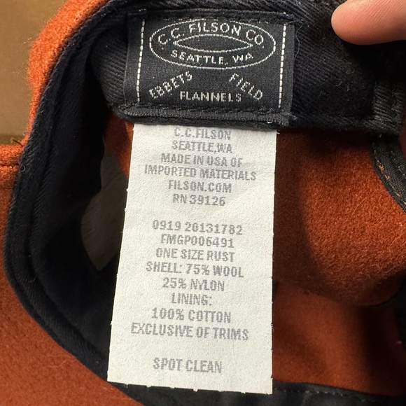 Filson x Ebbets Field Flannels Scarce 2019 Rust Patch Hat One Size - Picture 6 of 6